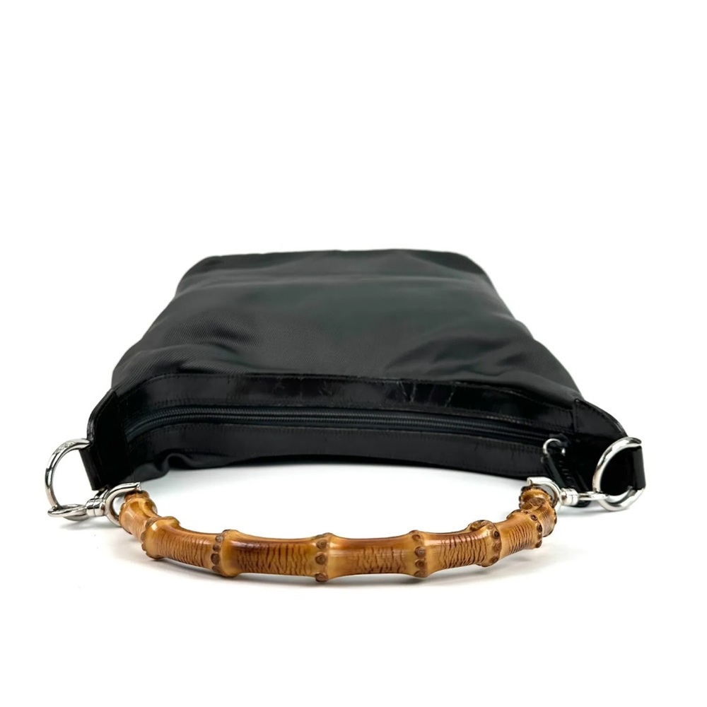GUCCI Authentic Bamboo Shoulder Hand Bag Black Nylon Enamel. EUC! - Picture 11 of 16